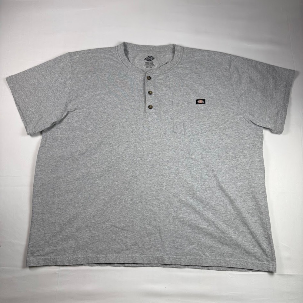 Dickies Mens 4XLT Gray Short Sleeve Henley Pocket T-Shirt Relaxed Fit Workwear